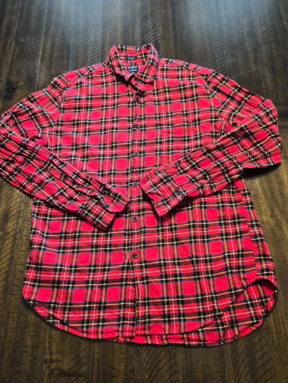 J Crew Shirt Mens Size Medium Red Plaid Flannel Long Sleeve Button Up G511